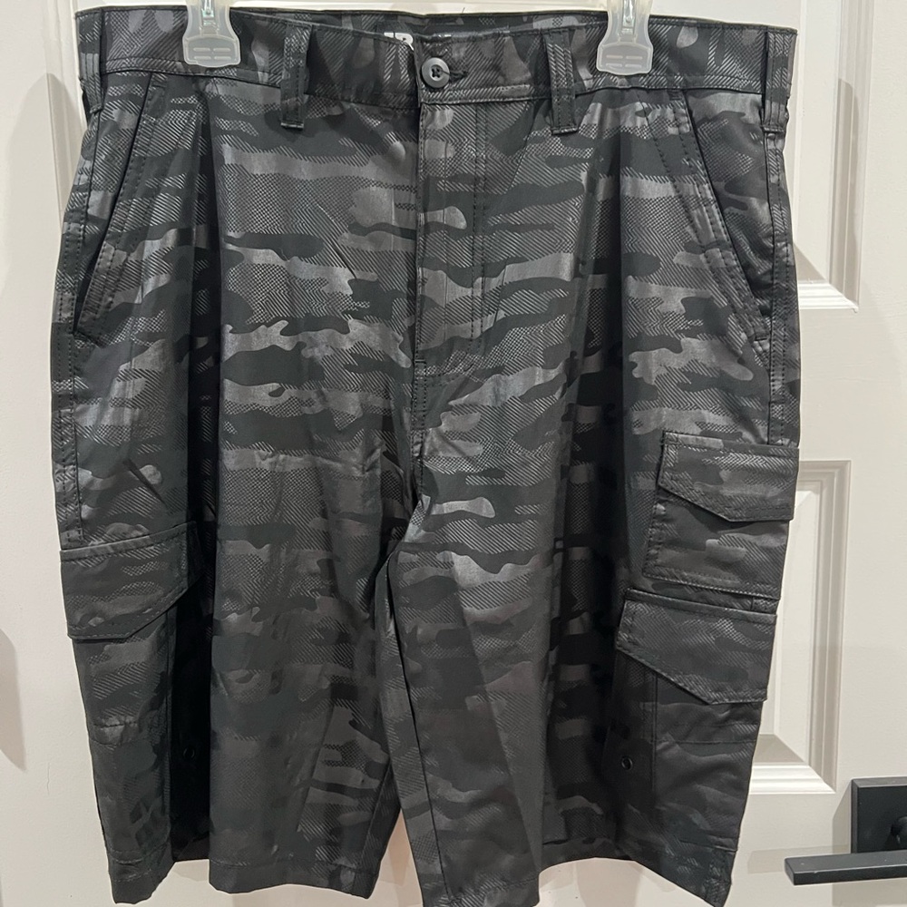 Iron Co. Gray and Black Cargo Shorts with Urban Camo